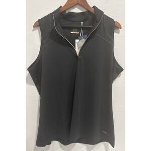 Annika Cutter & Buck Womens Xxl Black Golf Shirt 1/4 Zip Sleeveless DryTec 50UPF